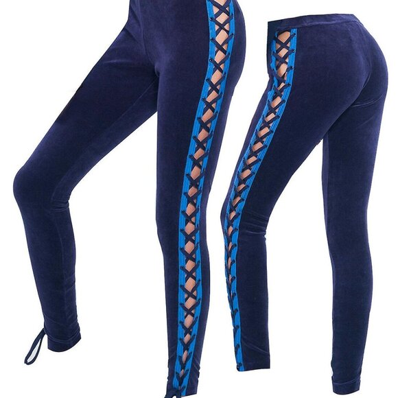 Puma Fenty Y2K Lace-Up Velour Pants Navy Blue Size‎ Small - Picture 1 of 11